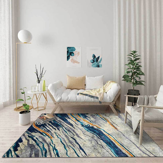 Modern Living Room Rug in Blue and Grey Abstract Print Rug Polyester Stain-Resistant Area Rug Clearhalo 'Area Rug' 'Modern' 'Rugs' Rug' 1636460