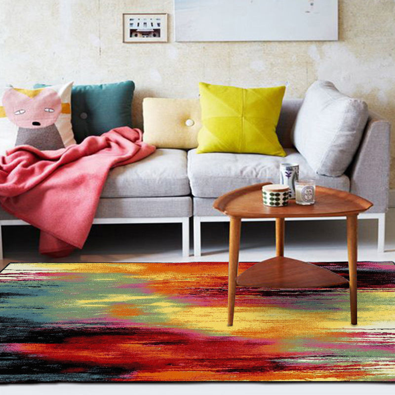 Colorful Bedroom Rug Modern Abstract Painting Pattern Area Rug Polyester Anti-Slip Backing Carpet Yellow Clearhalo 'Area Rug' 'Modern' 'Rugs' Rug' 1636467