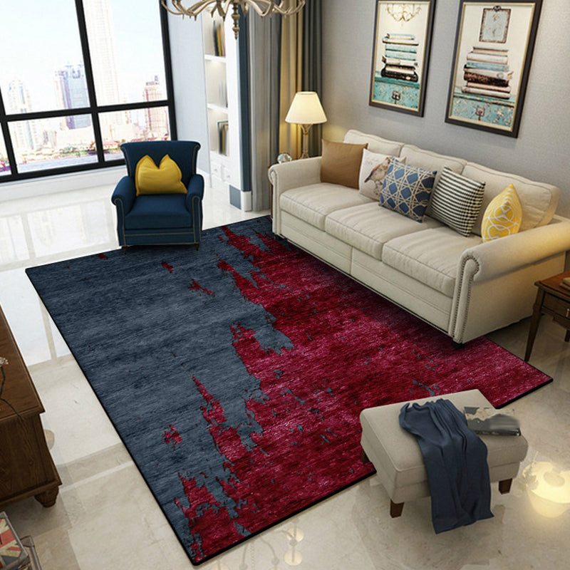 Contemporary Modern Rug in Red and Blue Abstract Pattern Rug Polyester Machine Washable Carpet for Home Decoration Clearhalo 'Area Rug' 'Modern' 'Rugs' Rug' 1636476