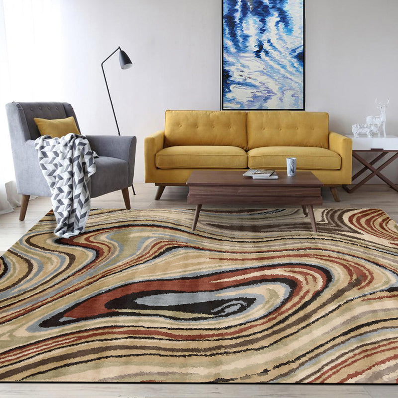 Scandinavian Modern Rug in Brown Abstract Twisted Line Pattern Rug Polyester Washable Carpet for Home Decoration Clearhalo 'Area Rug' 'Modern' 'Rugs' Rug' 1636484