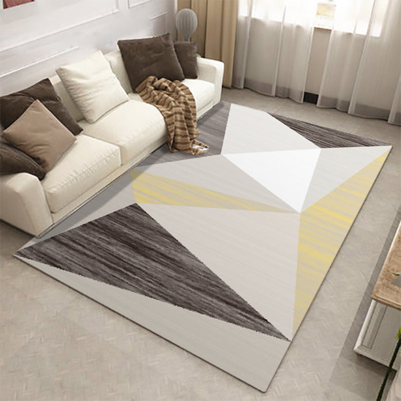 Modern Living Room Rug in Grey Color Block Triangle Print Rug Polyester Anti-Slip Backing Area Rug Grey Clearhalo 'Area Rug' 'Modern' 'Rugs' Rug' 1636665