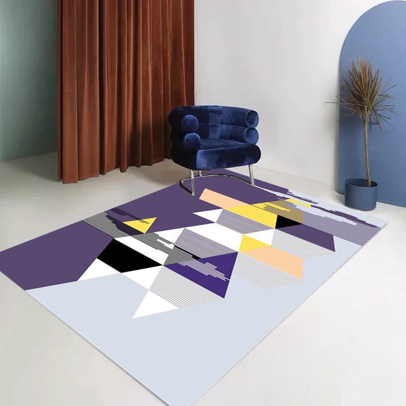 Modern Living Room Rug in Purple Color Block Triangle Stripe Print Rug Polyester Pet Friendly Area Rug Clearhalo 'Area Rug' 'Modern' 'Rugs' Rug' 1636675