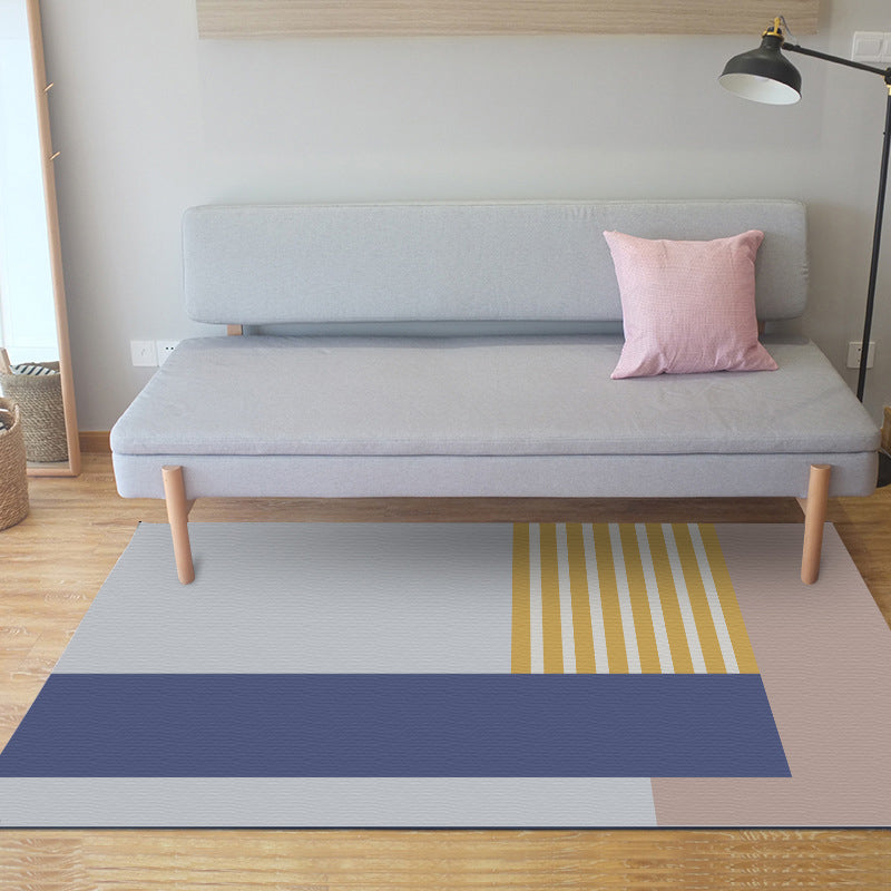 Simple Modern Rug in Grey and Blue Colorblock Pattern Rug Polyester Pet Friendly Carpet for Home Decoration Blue Clearhalo 'Area Rug' 'Modern' 'Rugs' Rug' 1636682