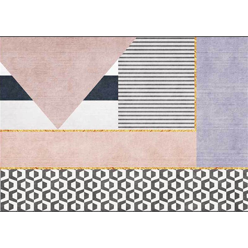 Casual Modern Rug in Pink and Purple Colorblock Geometry Pattern Rug Polyester Washable Carpet for Home Decoration Clearhalo 'Area Rug' 'Modern' 'Rugs' Rug' 1636695