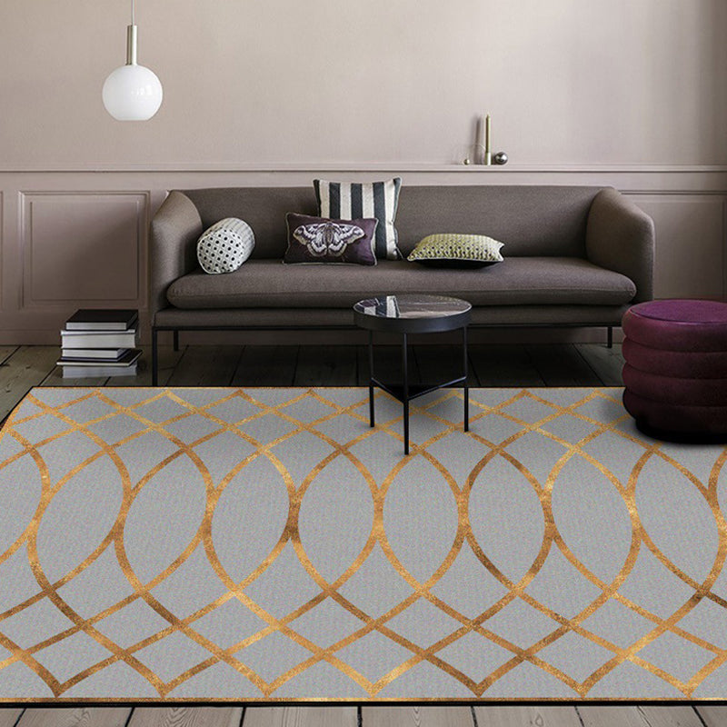 Casual Modern Rug in Grey Geometry Curve Line Pattern Rug Polyester Pet Friendly Carpet for Home Decoration Grey Clearhalo 'Area Rug' 'Modern' 'Rugs' Rug' 1636773