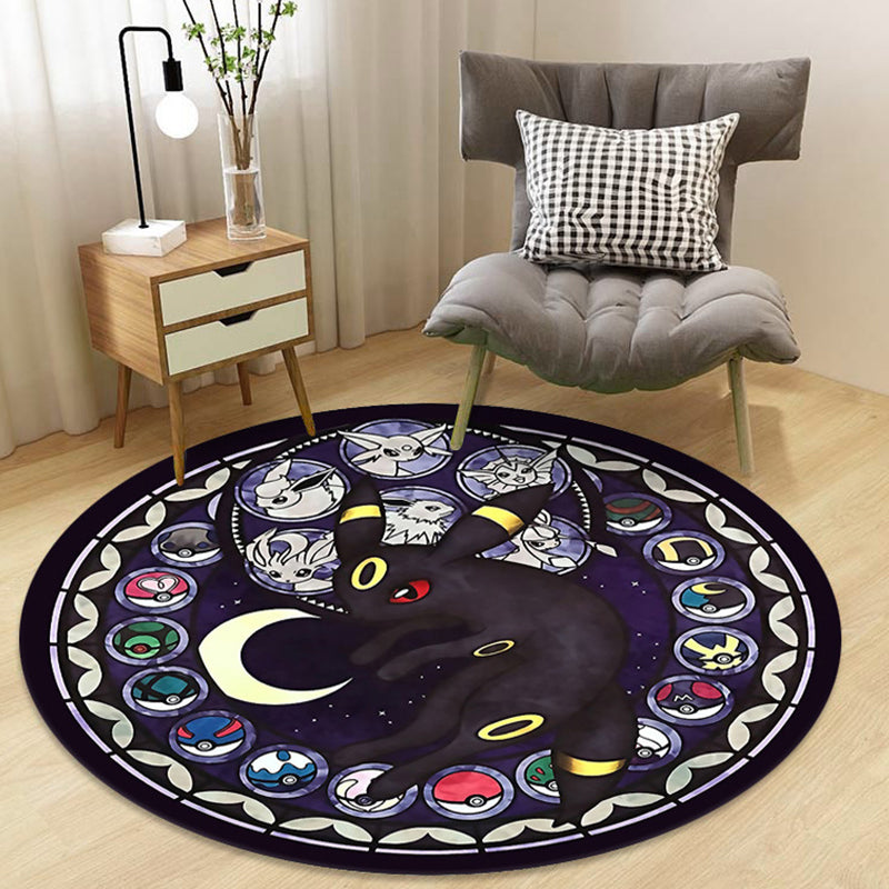 Stylish Kids Rug in Black and Yellow Fairy Tales Rabbit Bear Snowman Pattern Rug Polyester Washable Carpet for Nursery Black Clearhalo 'Area Rug' 'Rug' 1636826