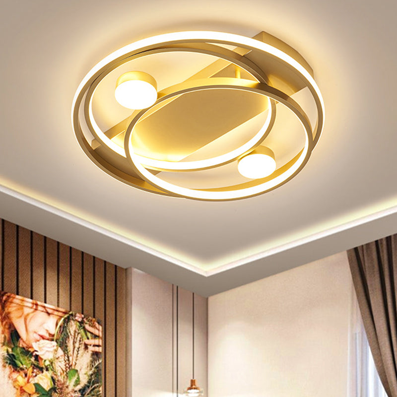 Contemporary Crossing Ring Flush Mount Metallic LED Bedroom Ceiling Light Fixture in Gold, 16"/19.5" Width Gold Clearhalo 'Ceiling Lights' 'Close To Ceiling Lights' 'Close to ceiling' 'Flush mount' Lighting' 1636932