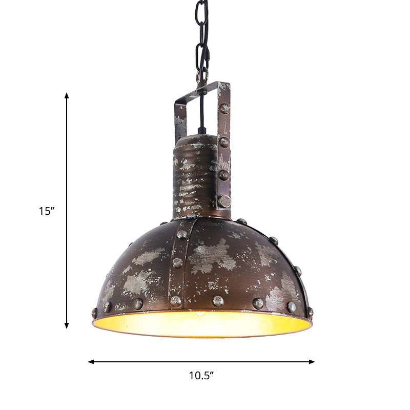 Chimney Restaurant Down Lighting Loft Style Metallic 1 Light Rust Hanging Ceiling Lamp Clearhalo 'Art Deco Pendants' 'Cast Iron' 'Ceiling Lights' 'Ceramic' 'Crystal' 'Industrial Pendants' 'Industrial' 'Metal' 'Middle Century Pendants' 'Pendant Lights' 'Pendants' 'Tiffany' Lighting' 1636945