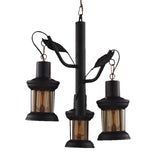 Factory Kerosene Lamp Drop Pendant 3 Heads Clear Glass Tree Design Ceiling Chandelier in Black Clearhalo 'Cast Iron' 'Ceiling Lights' 'Chandeliers' 'Industrial Chandeliers' 'Industrial' 'Metal' 'Middle Century Chandeliers' 'Rustic Chandeliers' 'Tiffany' Lighting' 1636957