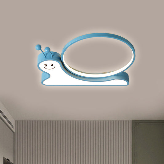 Acrylic Snail Design Flush Light Fixture Cartoon Pink/Blue LED Ceiling Mounted Lamp in Warm/White Light Blue Clearhalo 'Ceiling Lights' 'Close To Ceiling Lights' 'Close to ceiling' 'Flush mount' Lighting' 1636963