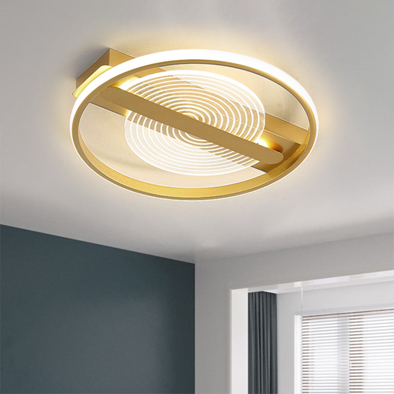 Metal Round Flush Mount Lamp Contemporary 16.5"/20.5" Wide LED Gold Ceiling Lighting in Warm/White Light Clearhalo 'Ceiling Lights' 'Close To Ceiling Lights' 'Close to ceiling' 'Flush mount' Lighting' 1636972