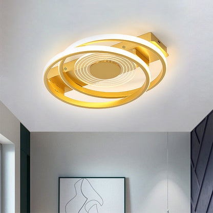 Dual Ring Ceiling Fixture Minimalism Metallic 16.5"/20.5" Wide LED Gold Flush Mount Lamp, Warm/White Light Gold Clearhalo 'Ceiling Lights' 'Close To Ceiling Lights' 'Close to ceiling' 'Flush mount' Lighting' 1637015