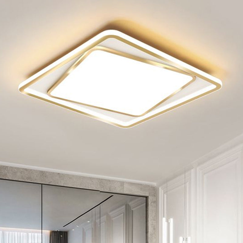 Overlap Square Ceiling Lighting Minimalism Metal 16.5"/20.5" Wide LED Gold Flush Mount Lamp (The customization will be 7 days) Clearhalo 'Ceiling Lights' 'Close To Ceiling Lights' 'Close to ceiling' 'Flush mount' Lighting' 1637021