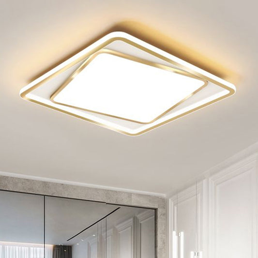 Overlap Square Ceiling Lighting Minimalism Metal 16.5"/20.5" Wide LED Gold Flush Mount Lamp (The customization will be 7 days) Clearhalo 'Ceiling Lights' 'Close To Ceiling Lights' 'Close to ceiling' 'Flush mount' Lighting' 1637021