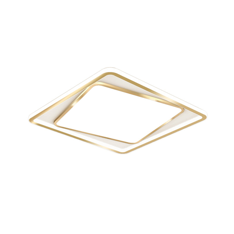 Overlap Square Ceiling Lighting Minimalism Metal 16.5"/20.5" Wide LED Gold Flush Mount Lamp (The customization will be 7 days) Clearhalo 'Ceiling Lights' 'Close To Ceiling Lights' 'Close to ceiling' 'Flush mount' Lighting' 1637022