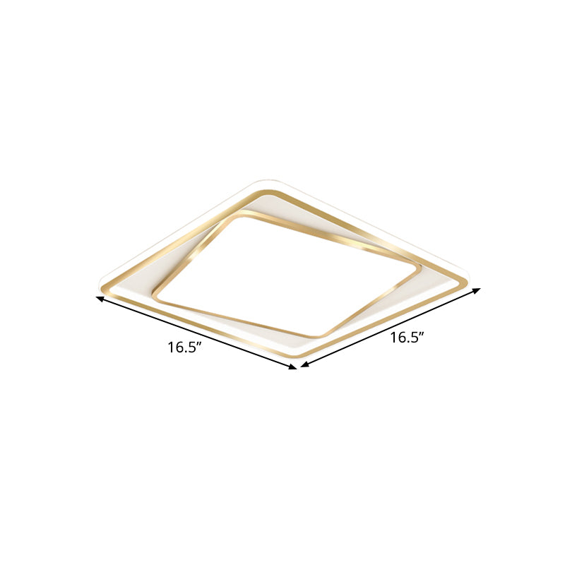 Overlap Square Ceiling Lighting Minimalism Metal 16.5"/20.5" Wide LED Gold Flush Mount Lamp (The customization will be 7 days) Clearhalo 'Ceiling Lights' 'Close To Ceiling Lights' 'Close to ceiling' 'Flush mount' Lighting' 1637023