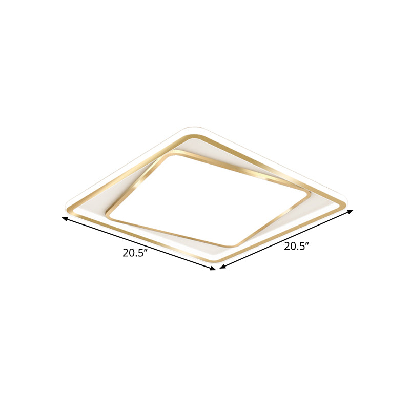 Overlap Square Ceiling Lighting Minimalism Metal 16.5"/20.5" Wide LED Gold Flush Mount Lamp (The customization will be 7 days) Clearhalo 'Ceiling Lights' 'Close To Ceiling Lights' 'Close to ceiling' 'Flush mount' Lighting' 1637024