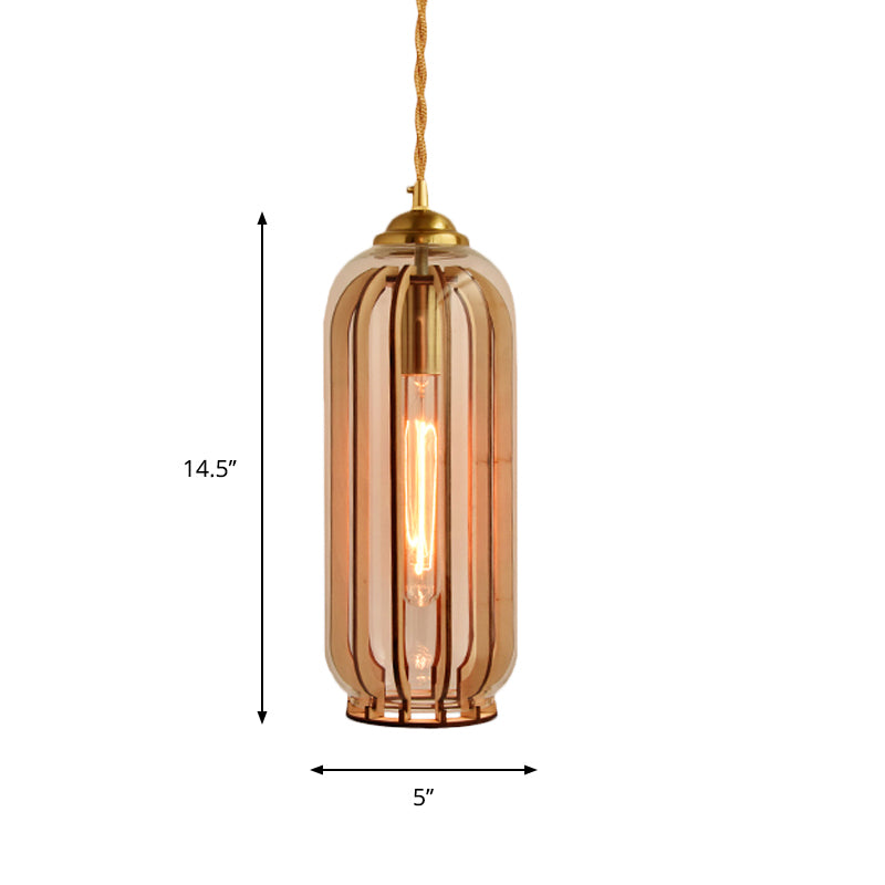 Capsule/Dome Dining Room Hanging Lamp Industrial Amber Glass Single Bulb Gold Suspension Light with Stranded Rope Clearhalo 'Ceiling Lights' 'Close To Ceiling Lights' 'Glass shade' 'Glass' 'Industrial Pendants' 'Industrial' 'Middle Century Pendants' 'Pendant Lights' 'Pendants' 'Tiffany' Lighting' 1637033