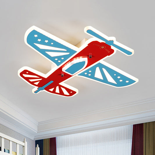 Plane Shape Boy Room Flush Ceiling Light Acrylic Simplicity LED Ceiling Flush Mount in Red and Blue Clearhalo 'Ceiling Lights' 'Close To Ceiling Lights' 'Close to ceiling' 'Flush mount' Lighting' 1637052