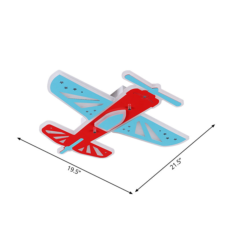 Plane Shape Boy Room Flush Ceiling Light Acrylic Simplicity LED Ceiling Flush Mount in Red and Blue Clearhalo 'Ceiling Lights' 'Close To Ceiling Lights' 'Close to ceiling' 'Flush mount' Lighting' 1637054