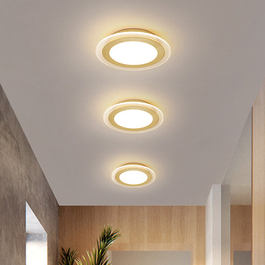 Gold Round Panel Ceiling Light Simplicity LED Iron Flush Mount Lighting for Corridor Gold Clearhalo 'Ceiling Lights' 'Close To Ceiling Lights' 'Close to ceiling' 'Flush mount' Lighting' 1637084