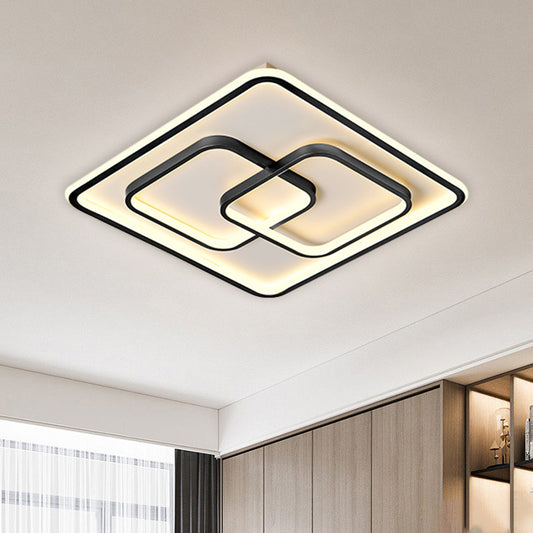 Black/Gold Square Flush Mount Lamp Modernist LED Metallic Ceiling Fixture in Warm/White Light, 16.5"/20.5" W Clearhalo 'Ceiling Lights' 'Close To Ceiling Lights' 'Close to ceiling' 'Flush mount' Lighting' 1637177