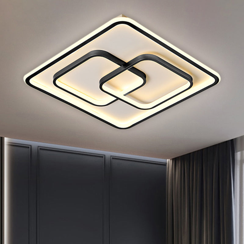 Black/Gold Square Flush Mount Lamp Modernist LED Metallic Ceiling Fixture in Warm/White Light, 16.5"/20.5" W Clearhalo 'Ceiling Lights' 'Close To Ceiling Lights' 'Close to ceiling' 'Flush mount' Lighting' 1637178