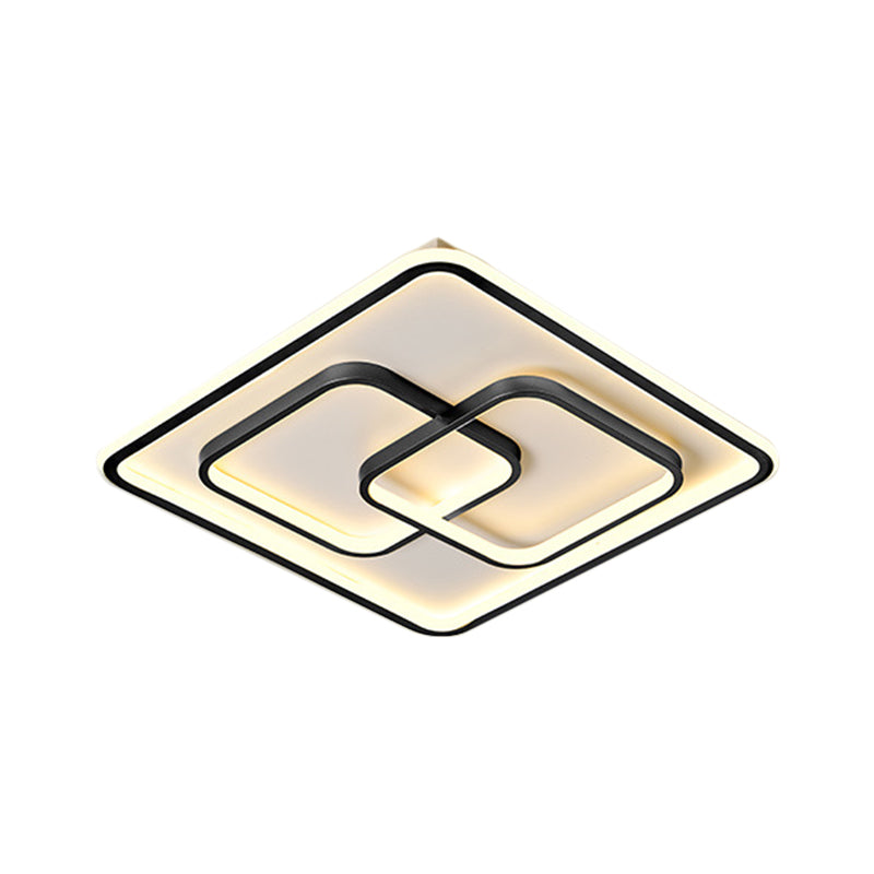 Black/Gold Square Flush Mount Lamp Modernist LED Metallic Ceiling Fixture in Warm/White Light, 16.5"/20.5" W Clearhalo 'Ceiling Lights' 'Close To Ceiling Lights' 'Close to ceiling' 'Flush mount' Lighting' 1637179