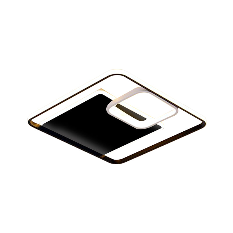 Square Flush Mount Lighting Minimalism Iron Black/Gold LED Ceiling Fixture in Warm/White Light, 17"/21" W Clearhalo 'Ceiling Lights' 'Close To Ceiling Lights' 'Close to ceiling' 'Flush mount' Lighting' 1637188