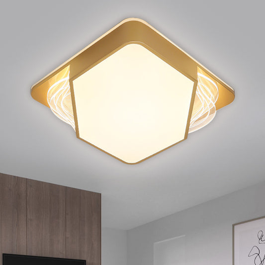 Gold Rectangle/Square Ceiling Flush Contemporary LED Metallic Flush Mount Fixture in Warm/White Light, 18"/21.5"/35.5" Width Clearhalo 'Ceiling Lights' 'Close To Ceiling Lights' 'Close to ceiling' 'Flush mount' Lighting' 1637190