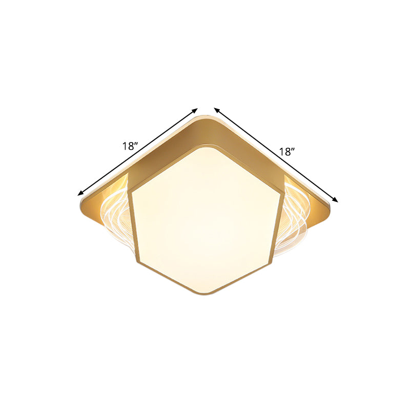 Gold Rectangle/Square Ceiling Flush Contemporary LED Metallic Flush Mount Fixture in Warm/White Light, 18"/21.5"/35.5" Width Clearhalo 'Ceiling Lights' 'Close To Ceiling Lights' 'Close to ceiling' 'Flush mount' Lighting' 1637192