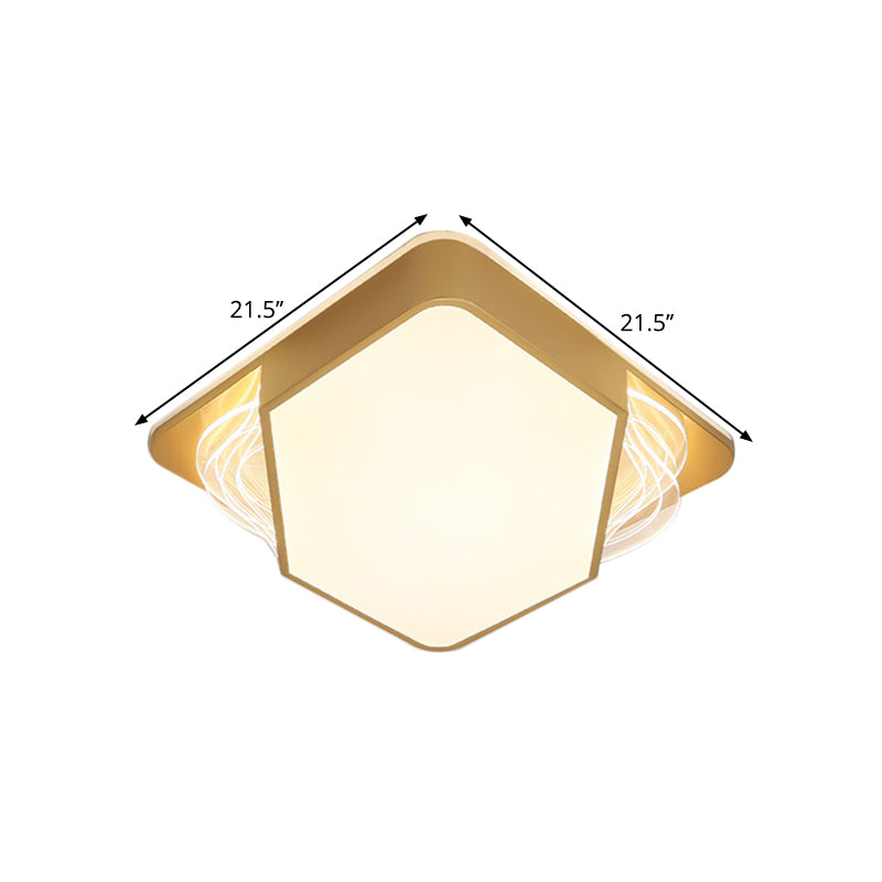 Gold Rectangle/Square Ceiling Flush Contemporary LED Metallic Flush Mount Fixture in Warm/White Light, 18"/21.5"/35.5" Width Clearhalo 'Ceiling Lights' 'Close To Ceiling Lights' 'Close to ceiling' 'Flush mount' Lighting' 1637193