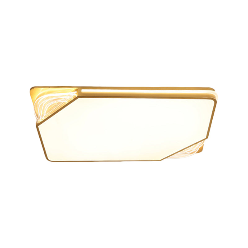 Gold Rectangle/Square Ceiling Flush Contemporary LED Metallic Flush Mount Fixture in Warm/White Light, 18"/21.5"/35.5" Width Clearhalo 'Ceiling Lights' 'Close To Ceiling Lights' 'Close to ceiling' 'Flush mount' Lighting' 1637197