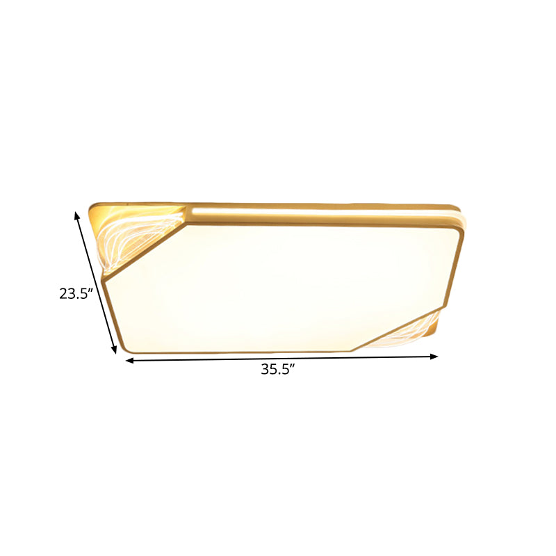 Gold Rectangle/Square Ceiling Flush Contemporary LED Metallic Flush Mount Fixture in Warm/White Light, 18"/21.5"/35.5" Width Clearhalo 'Ceiling Lights' 'Close To Ceiling Lights' 'Close to ceiling' 'Flush mount' Lighting' 1637198