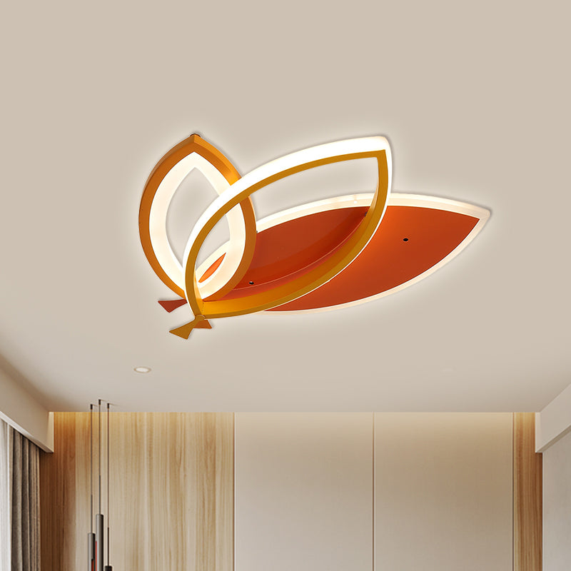 Leaves Design Acrylic Flush Mount Lighting Black/Orange LED Ceiling Light Fixture for Kid Bedroom Orange Clearhalo 'Ceiling Lights' 'Close To Ceiling Lights' 'Close to ceiling' 'Flush mount' Lighting' 1637218