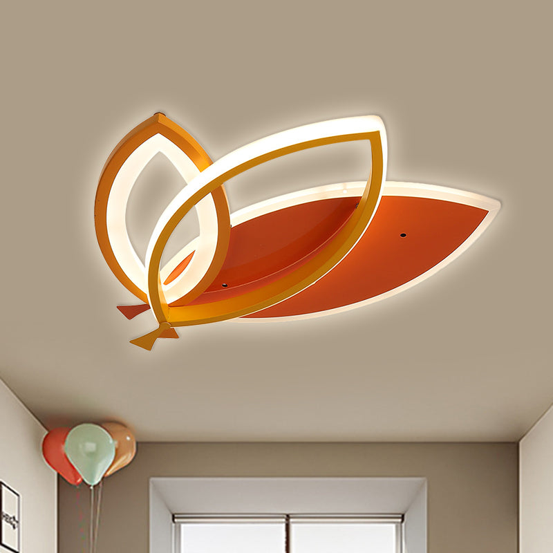 Leaves Design Acrylic Flush Mount Lighting Black/Orange LED Ceiling Light Fixture for Kid Bedroom Clearhalo 'Ceiling Lights' 'Close To Ceiling Lights' 'Close to ceiling' 'Flush mount' Lighting' 1637219