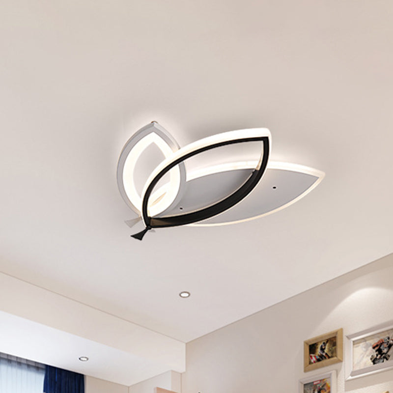 Leaves Design Acrylic Flush Mount Lighting Black/Orange LED Ceiling Light Fixture for Kid Bedroom Clearhalo 'Ceiling Lights' 'Close To Ceiling Lights' 'Close to ceiling' 'Flush mount' Lighting' 1637223