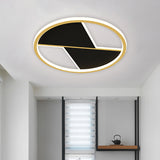 16"/19.5" W Black Splicing Flush Lamp Modernist LED Metal Ceiling Mounted Light Fixture for Bedroom Black Clearhalo 'Ceiling Lights' 'Close To Ceiling Lights' 'Close to ceiling' 'Flush mount' Lighting' 1637235