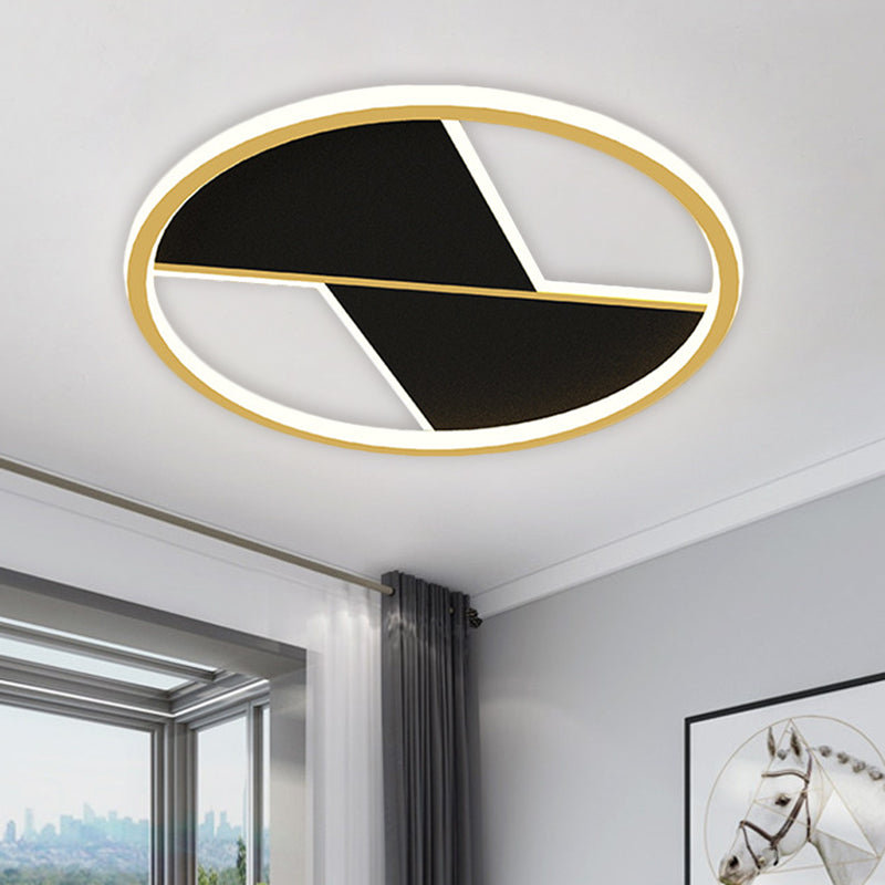 16"/19.5" W Black Splicing Flush Lamp Modernist LED Metal Ceiling Mounted Light Fixture for Bedroom Clearhalo 'Ceiling Lights' 'Close To Ceiling Lights' 'Close to ceiling' 'Flush mount' Lighting' 1637236