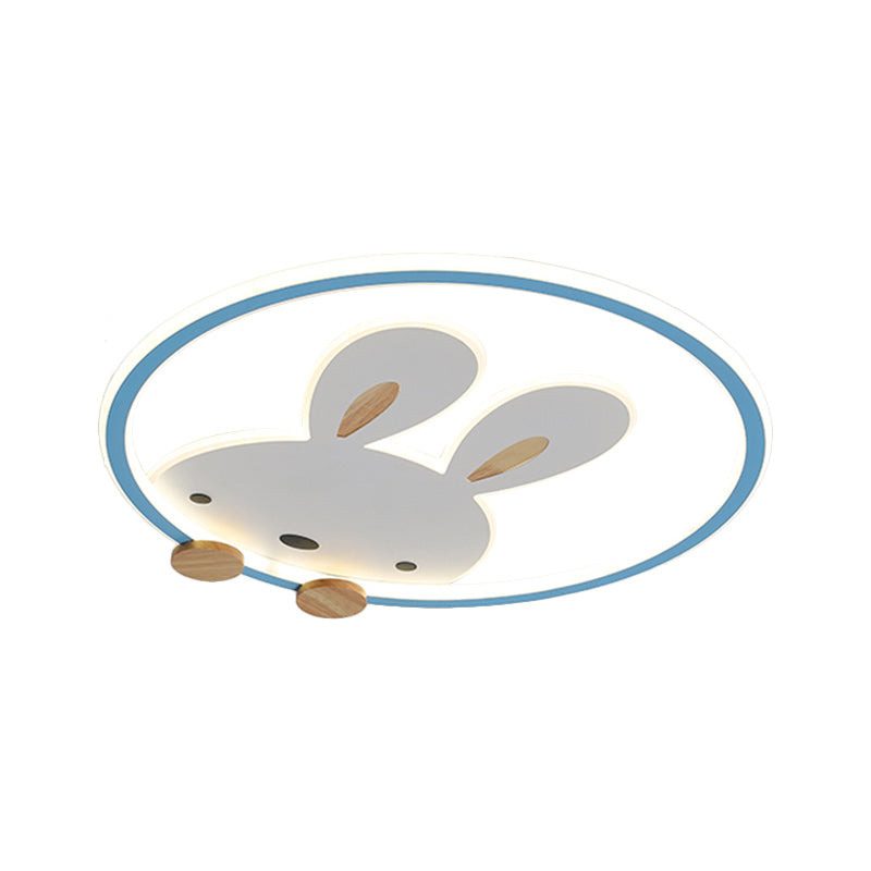 Pink/Yellow/Blue Round Flush Light Fixture Simple LED Metallic Flush Ceiling Light with Rabbit Pattern Clearhalo 'Ceiling Lights' 'Close To Ceiling Lights' 'Close to ceiling' 'Flush mount' Lighting' 1637326