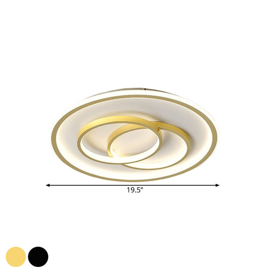 Metallic Crossed Ring Ceiling Fixture Contemporary Black/Gold LED Flush Mount Lighting in Warm/White Light, 16.5"/20.5" W Clearhalo 'Ceiling Lights' 'Close To Ceiling Lights' 'Close to ceiling' 'Flush mount' Lighting' 1637360