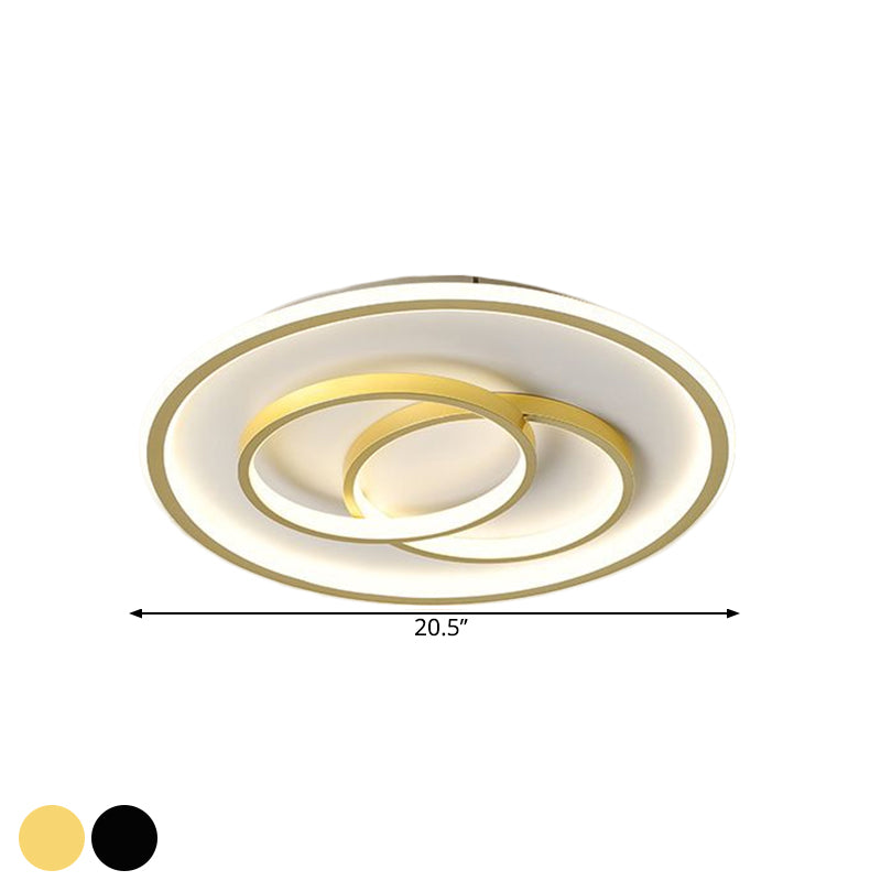 Metallic Crossed Ring Ceiling Fixture Contemporary Black/Gold LED Flush Mount Lighting in Warm/White Light, 16.5"/20.5" W Clearhalo 'Ceiling Lights' 'Close To Ceiling Lights' 'Close to ceiling' 'Flush mount' Lighting' 1637361