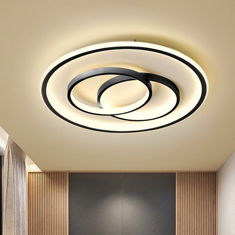 Metallic Crossed Ring Ceiling Fixture Contemporary Black/Gold LED Flush Mount Lighting in Warm/White Light, 16.5"/20.5" W Clearhalo 'Ceiling Lights' 'Close To Ceiling Lights' 'Close to ceiling' 'Flush mount' Lighting' 1637364