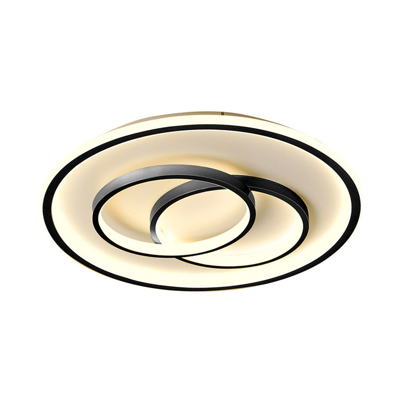 Metallic Crossed Ring Ceiling Fixture Contemporary Black/Gold LED Flush Mount Lighting in Warm/White Light, 16.5"/20.5" W Clearhalo 'Ceiling Lights' 'Close To Ceiling Lights' 'Close to ceiling' 'Flush mount' Lighting' 1637365