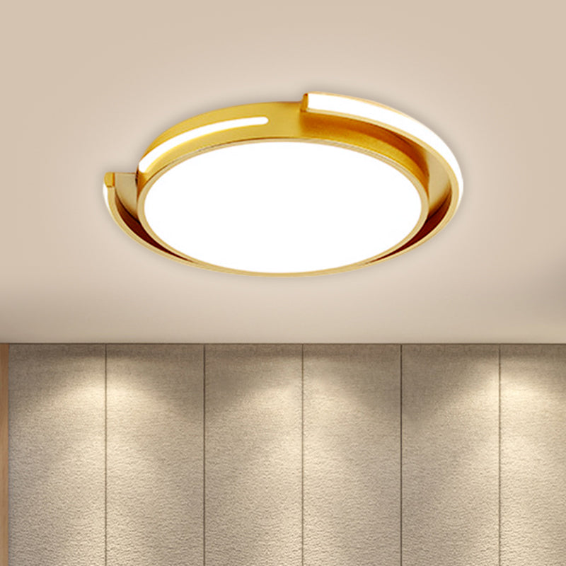 Gold Round Flush Mount Lighting Nordic Style LED Metal Ceiling Lamp Fixture for Bedroom, Warm/White Light Gold Clearhalo 'Ceiling Lights' 'Close To Ceiling Lights' 'Close to ceiling' 'Flush mount' Lighting' 1637381