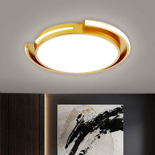 Gold Round Flush Mount Lighting Nordic Style LED Metal Ceiling Lamp Fixture for Bedroom, Warm/White Light Clearhalo 'Ceiling Lights' 'Close To Ceiling Lights' 'Close to ceiling' 'Flush mount' Lighting' 1637382