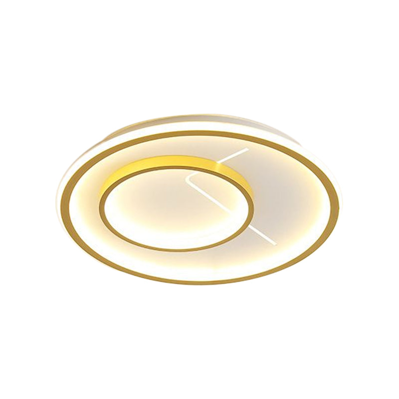 Aluminum 2 Rings Flush Mount Simplicity LED Gold Ceiling Lighting Fixture in Warm/White Light Clearhalo 'Ceiling Lights' 'Close To Ceiling Lights' 'Close to ceiling' 'Flush mount' Lighting' 1637387