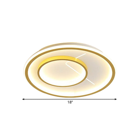 Aluminum 2 Rings Flush Mount Simplicity LED Gold Ceiling Lighting Fixture in Warm/White Light Clearhalo 'Ceiling Lights' 'Close To Ceiling Lights' 'Close to ceiling' 'Flush mount' Lighting' 1637388