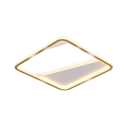 18"/21.5" W Gold Squared Flush Lamp Minimal LED Aluminum Ceiling Mount Lighting in Warm/White Light Clearhalo 'Ceiling Lights' 'Close To Ceiling Lights' 'Close to ceiling' 'Flush mount' Lighting' 1637396