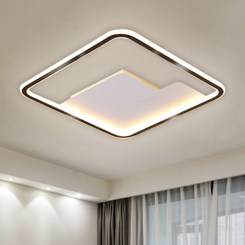 Nordic Style Square Ceiling Fixture Metal 18"/21.5" Wide LED Bedroom Flush Mount Lighting in Black, Warm/White Light Clearhalo 'Ceiling Lights' 'Close To Ceiling Lights' 'Close to ceiling' 'Flush mount' Lighting' 1637400